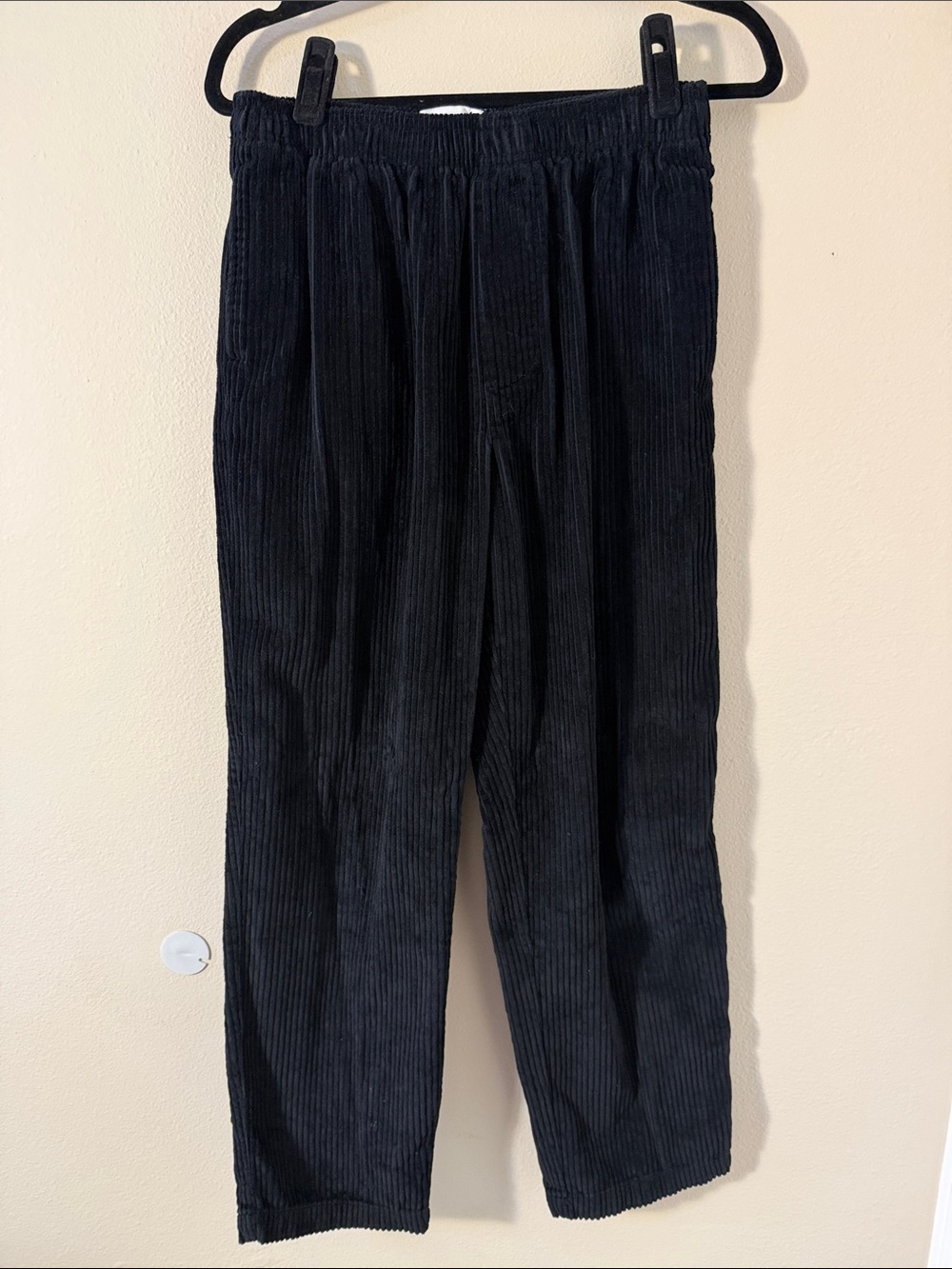 Urban Outfitters Black Corduroy Elastic-Waist Beach Pants Size S